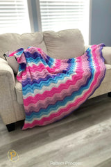 Wavy Ripple Blanket: Berry Bliss Throw (Crochet)