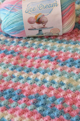 Pretty Cluster Ice Cream Baby Blanket (Crochet)