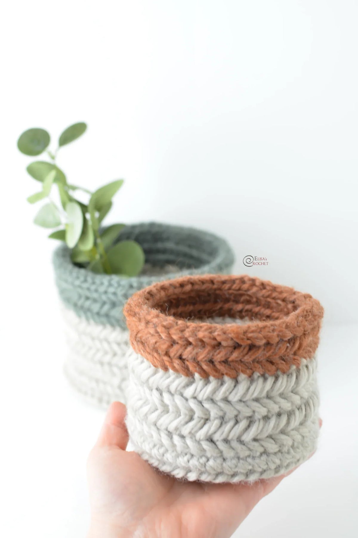 Herringbone Baskets (Crochet)